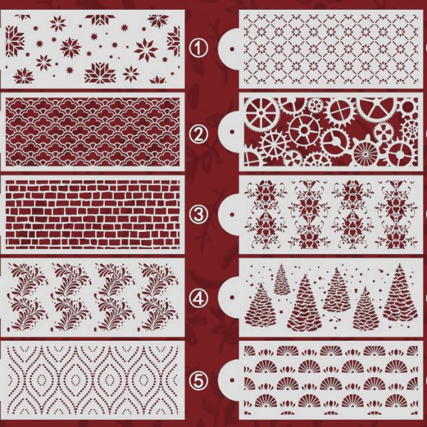 Cake stencils – Šablony na zdobení dortů (10 kusů) slider